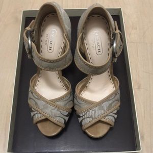 Coach cream/white platform heels